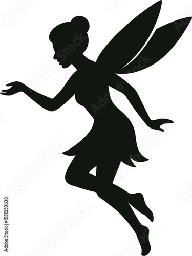Fantasy Fairy Silhouette - Magical Girl with Wings Clipart