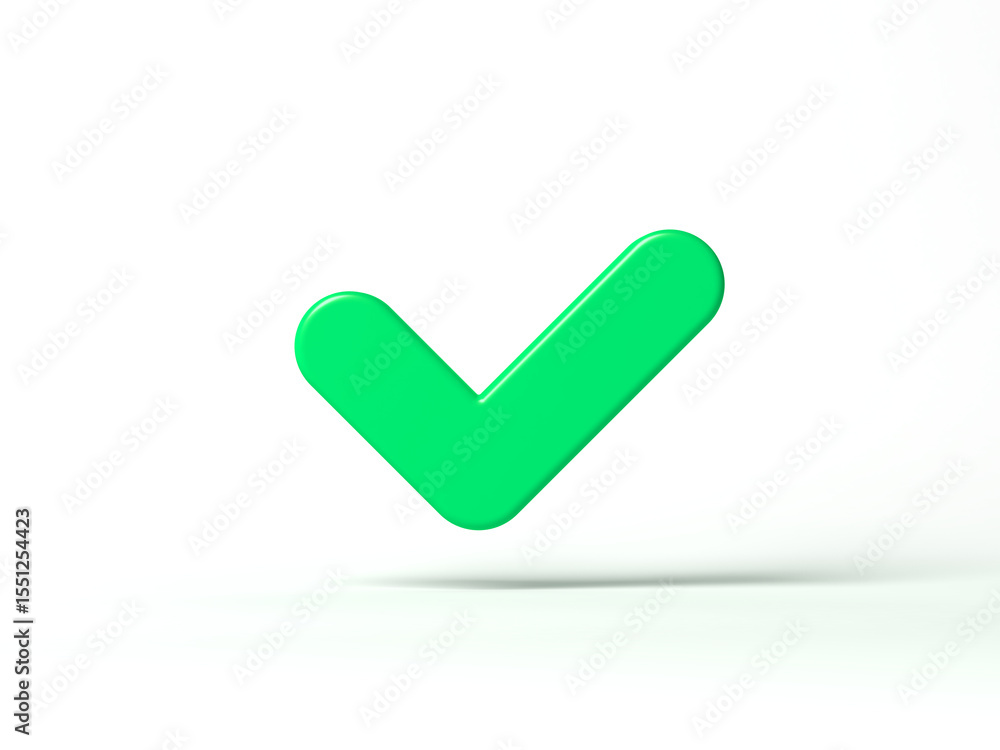 Green check mark isolated on white background. Tick symbol. 3d illustration. Green check mark isolated on white background. Tick symbol. 3d illustration.