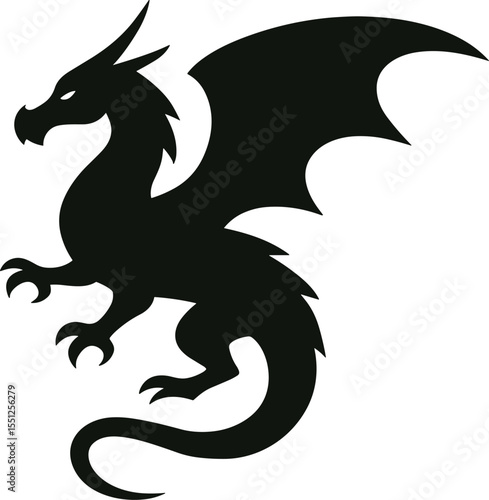 Standing Dragon Silhouette - Medieval Fantasy Monster