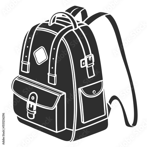 Black backpack illustration isolated on white background