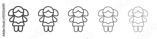 Russian girl doll icon outline ilustration vector symbol