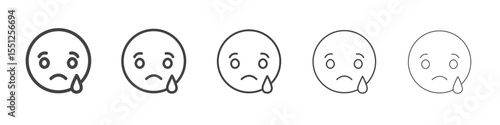 Sad Social media emoji icon outline ilustration vector symbol