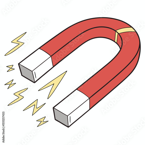 Illustration of a powerful horseshoe magnet with magnetic field lines
