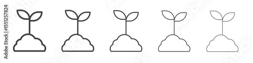 Seedling in soil icon outline ilustration vector symbol