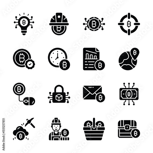 Trendy glyph icon showing bitcoin calculation, easy to edit