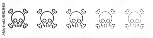 Skull and crossbones icon outline ilustration vector symbol
