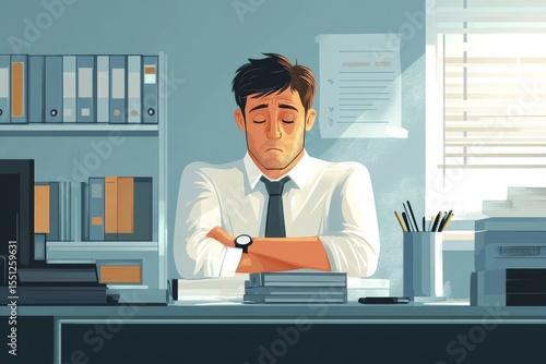 Lay off workers. Sad fired Businessman feeling stress after losing his job in the office., Generative AI
