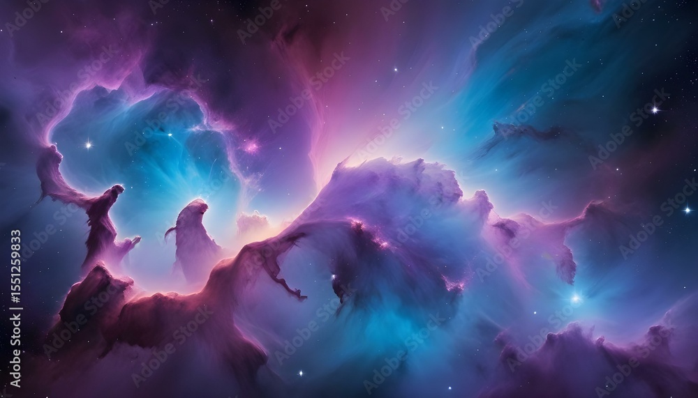 Fototapeta premium Vivid and colorful nebula in deep space, showcasing cosmic beauty.