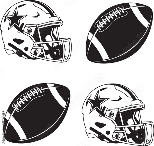 Quarterback Throwing Pass Silhouette

Touchdown Celebration Vector Design

Football Player in Action Silhouette

Helmet and Ball American Football Art

Team Huddle on Field Silhouette Scene