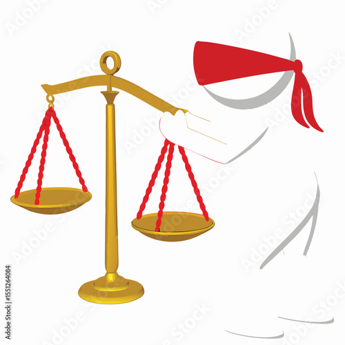 Blindfolded figure weighing justice scales a conceptual illustration