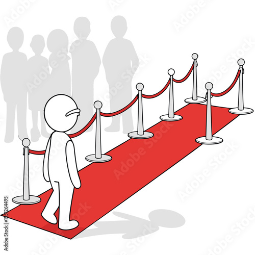 Person walking a red carpet with spectators