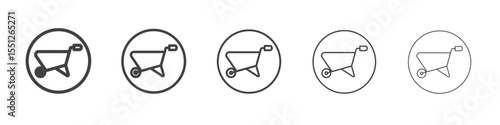 wheelbarrow unloading icon outline ilustration vector symbol