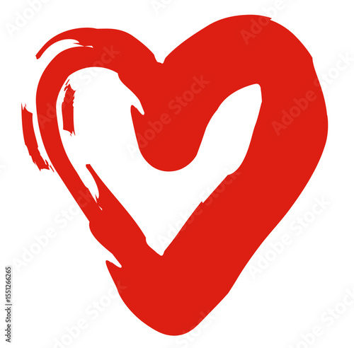 手描きのハート。落書き風、グランジハート。バレンタインデーや愛のシンボル。ベクター素材。