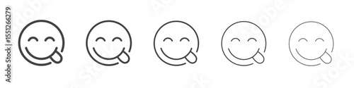 Yummy emoji icon outline ilustration vector symbol