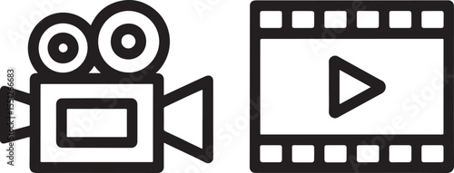 Illustrative Depiction of a Movie Camera and a Film Reel Symbolizing Cinematography and Video Production