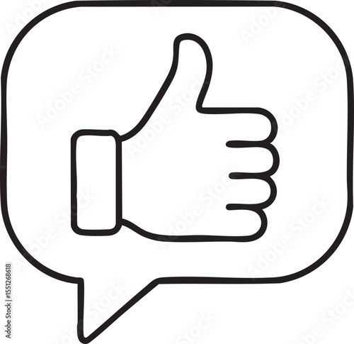 Thumbs Up in Speech Bubble Outline Icon for Social Media Approval simple