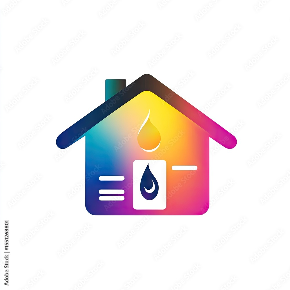 Fototapeta premium Hyper realistic 3d render Water Conservation Home Icon: A Colorful Symbol for Water Efficiency AI Generative