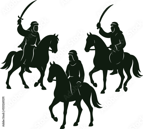 Galloping Arabian Rider Silhouette - Middle Eastern Equestrian Art