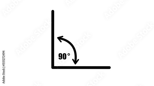 90 Degree Angle Line Icon,  Animation.