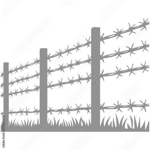 Barbed Wire Fence Silhouette