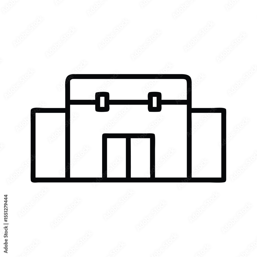 Outline vector graphic of a bank building for financial institutions and business concepts design Outline vector graphic of a bank building for financial institutions and business concepts design