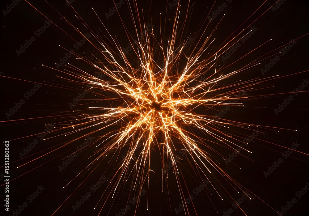 Fototapeta premium Abstract Orange and Black Burst Digital Art Fractal