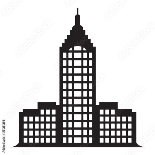 Majestic Skyscraper Silhouette A Symbol of Urban Grandeur and Architectural Brilliance Displaying Intricate Window Patterns