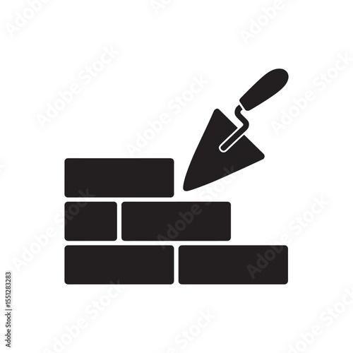 Construction Industry Precision A Black and White Image Displaying Bricklaying and Trowel Skill
