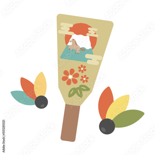 羽子板と羽根　イラスト