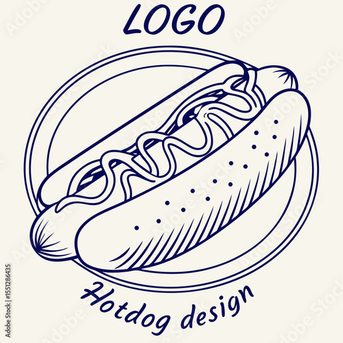Illustration of stylized hotdog icon for branding or creative culinary designs