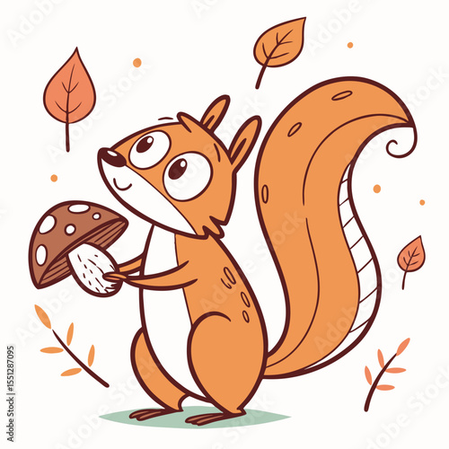 Autumnal gathering: squirrel friend preparing for the cooler season depiction