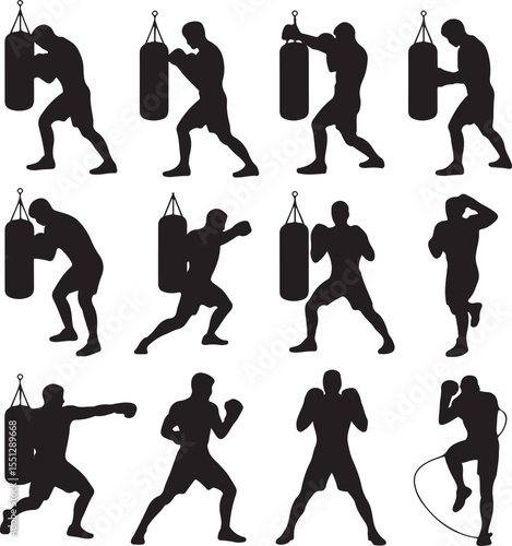 Boxer Throwing a Punch Silhouette

Champion in the Ring Vector Design

Boxer in Fighting Stance Silhouette

Boxing Match Action Silhouette Scene

Gloved Fighter Training Vector Art