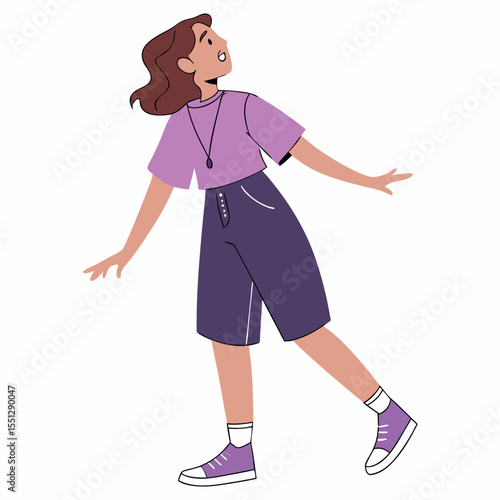 Captivating woman looking up with outstretched arms, embracing an upward gaze