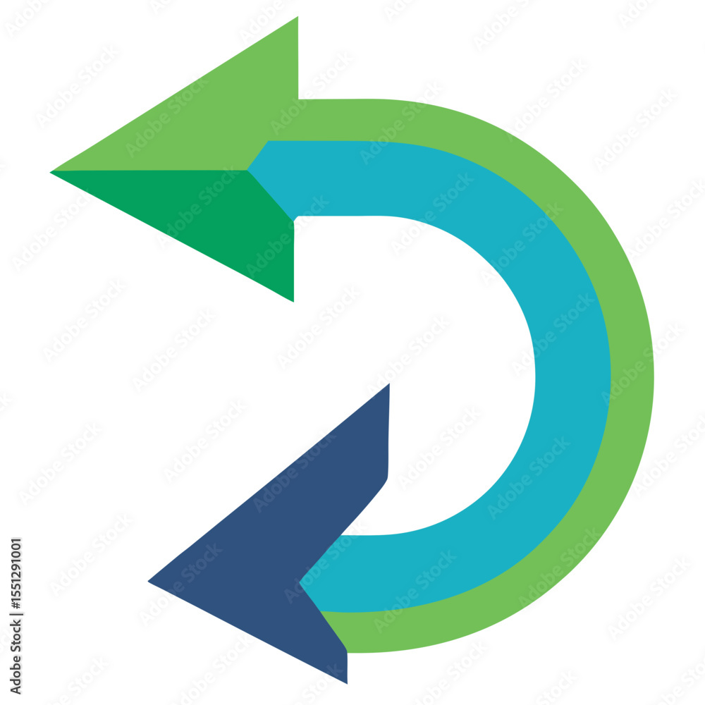arrow turning left vector diagram style white