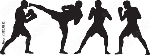 Boxer Throwing a Punch Silhouette

Champion in the Ring Vector Design

Boxer in Fighting Stance Silhouette

Boxing Match Action Silhouette Scene

Gloved Fighter Training Vector Art