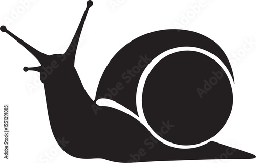 Vector art of black snail silhouette isolated on white background