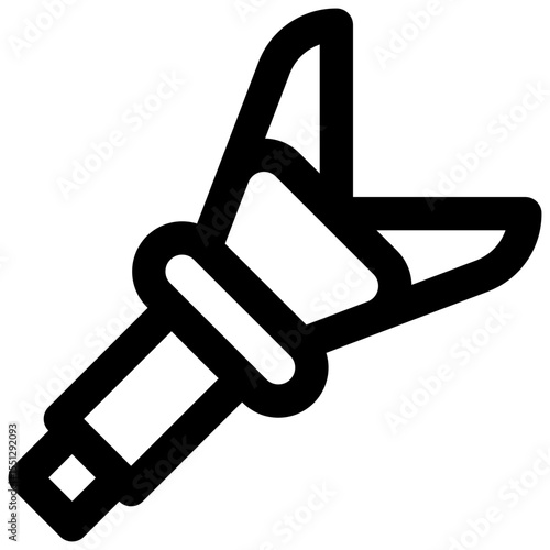 Hydraulic rescue tool. Editable stroke vector icon.