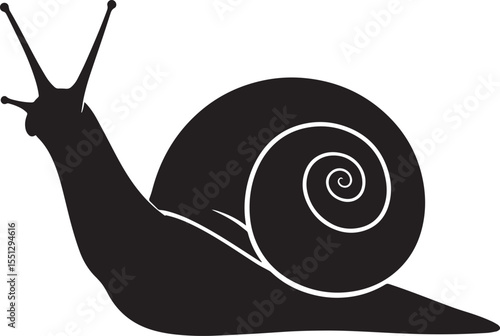 Vector art of a snail silhouette isolated on white background