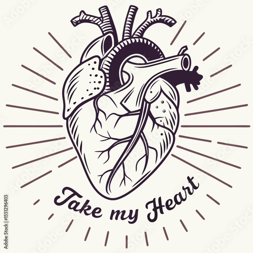 Stylized heart illustration with radiating lines conveys a vital message