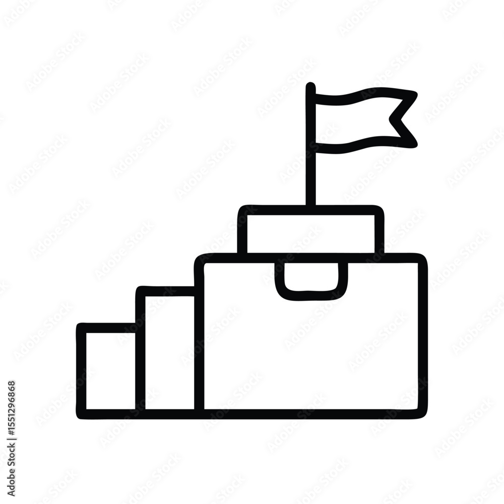 Achievement podium with flag icon vector success concept and winner celebration design Achievement podium with flag icon vector success concept and winner celebration design