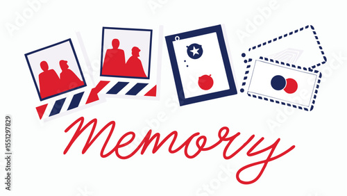 Cherished Moments Memory Cards Graphic Design Nostalgic Red Blue Abstract Family History Heirlooms
