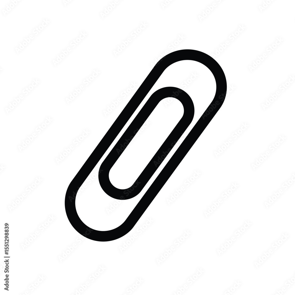 Black Silhouette Vector Paperclip Back to School Icon Black Silhouette Vector Paperclip Back to School Icon