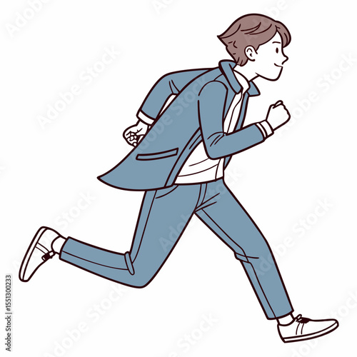 Animated character in motion: Dynamic illustration of a man running swiftly