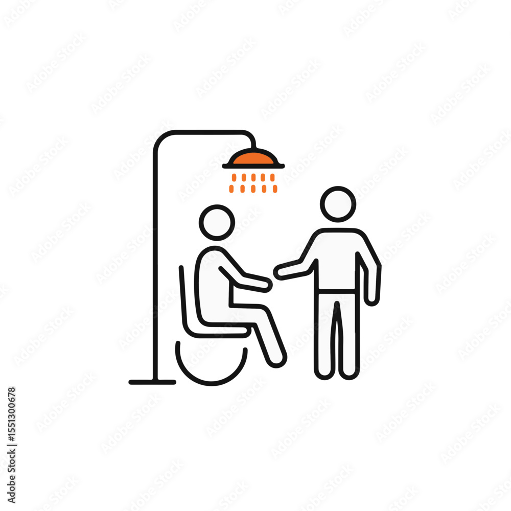 Fototapeta premium Caregiver assisting individual taking a shower. 