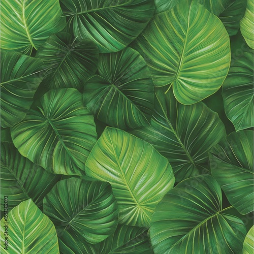 Wallpaper Mural Lush Green Tropical Leaves Pattern Torontodigital.ca