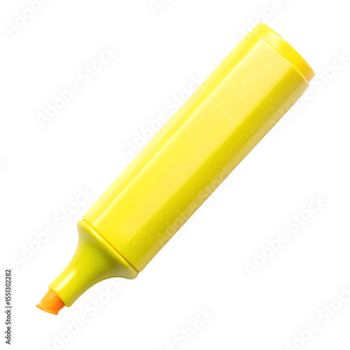 Yellow highlighter with chisel tip isolated on transparent background