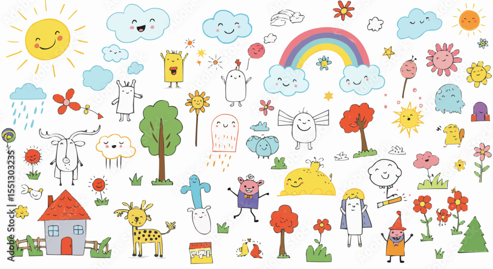 Cute Illustration with Various elements Cute Illustration with Various elements