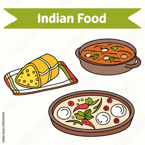 Delightful depiction of authentic indian cuisine illustrated with vibrant colors