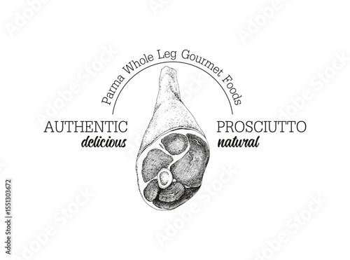 Authentic prosciutto logo template vector