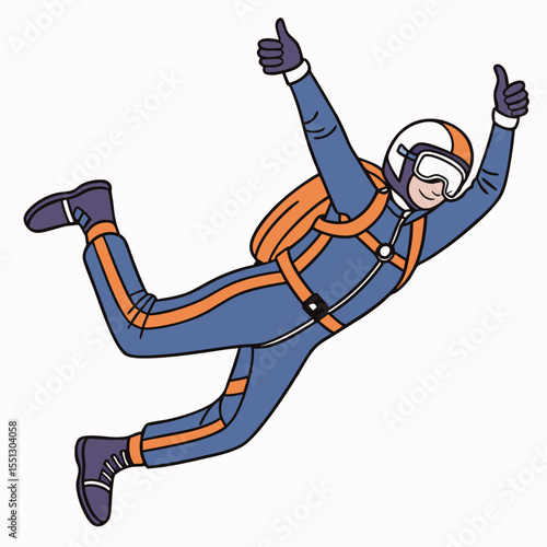 Enthusiastic Skydiver Illustration: High-Flying Adventure with Positive Attitude